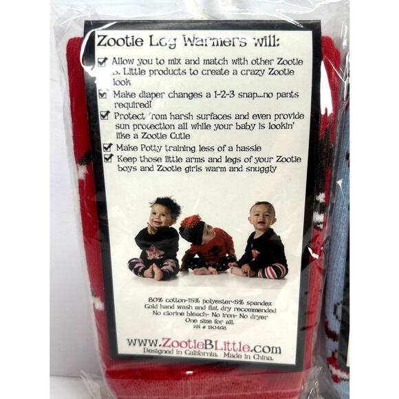 3 Zootie B. Little Leg Warmers Baby & Toddler NEW Blue Grey Red Sock Monkey - Picture 6 of 6